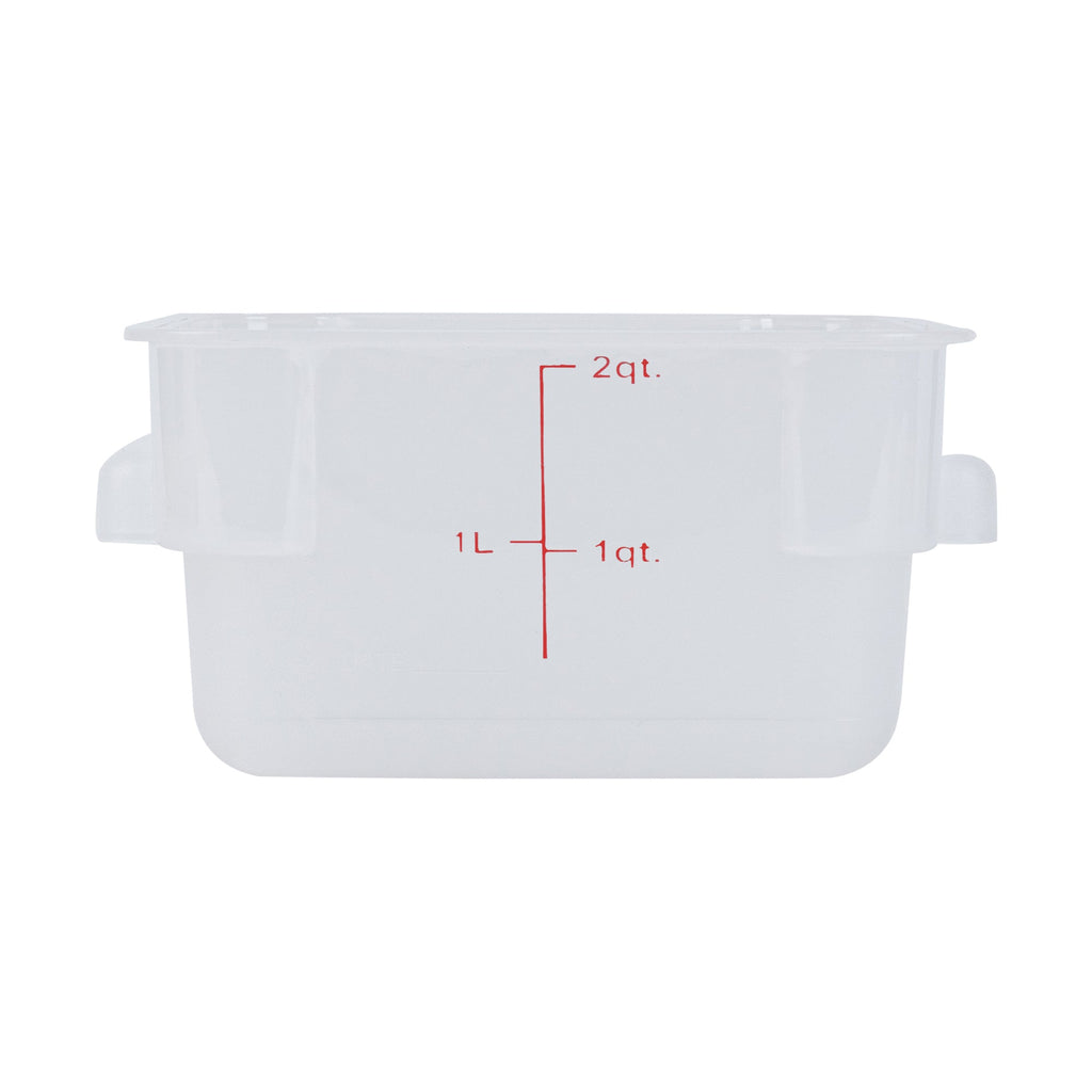 Met Lux 2 qt Square Translucent Plastic Food Storage Container - with Red Volume Markers - 7" x 7" x 4" - 10 count box