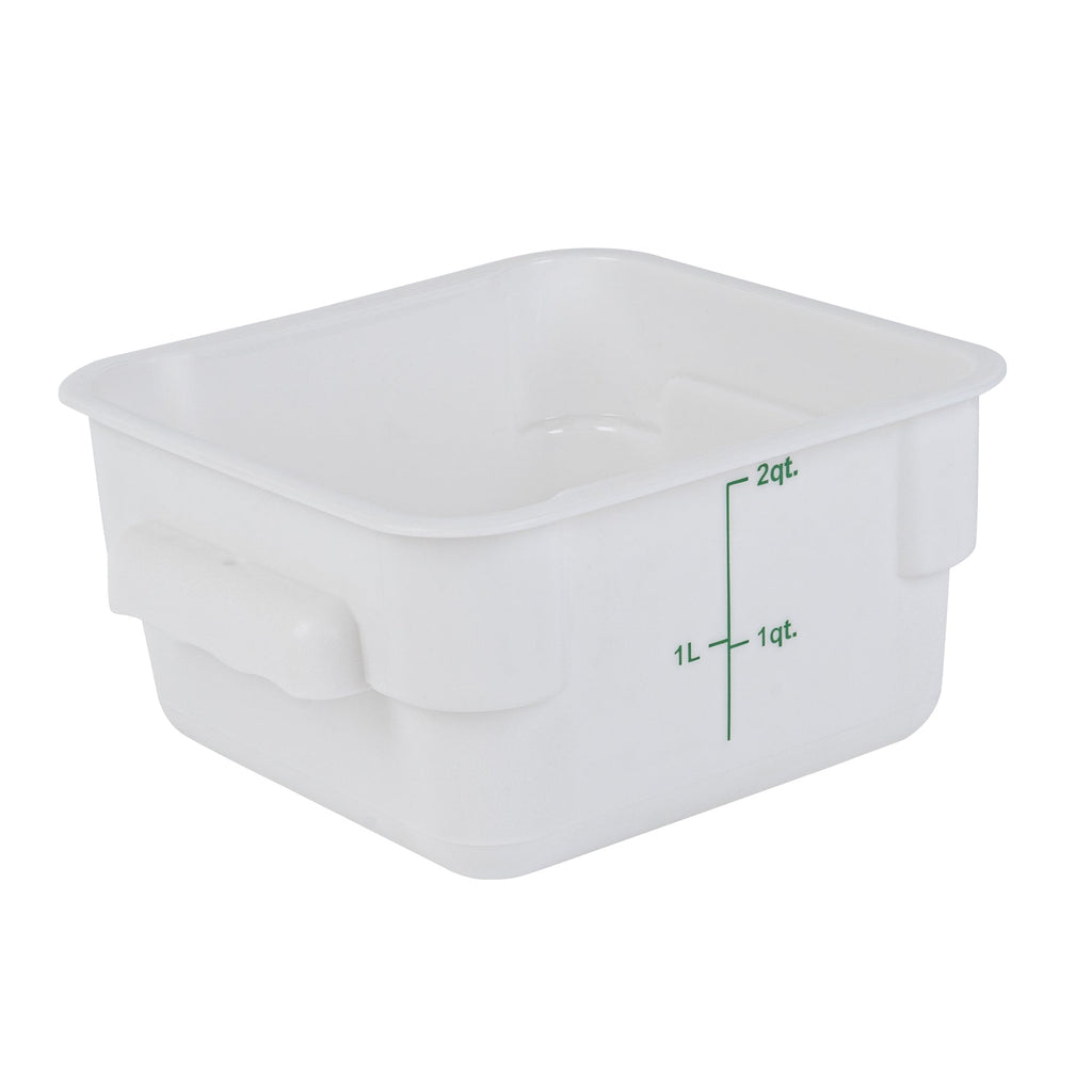 Met Lux 2 qt Square White Plastic Food Storage Container - with Green Volume Markers - 7" x 7" x 4" - 1 count box