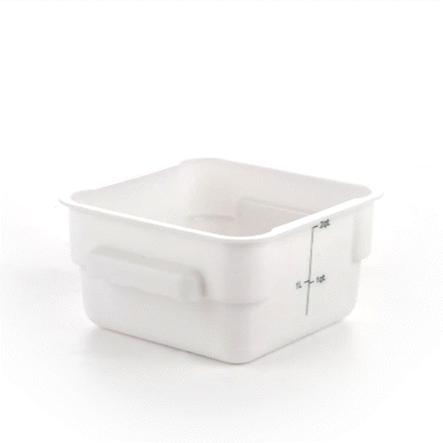Met Lux 2 qt Square White Plastic Food Storage Container - with Green Volume Markers - 7" x 7" x 4" - 1 count box