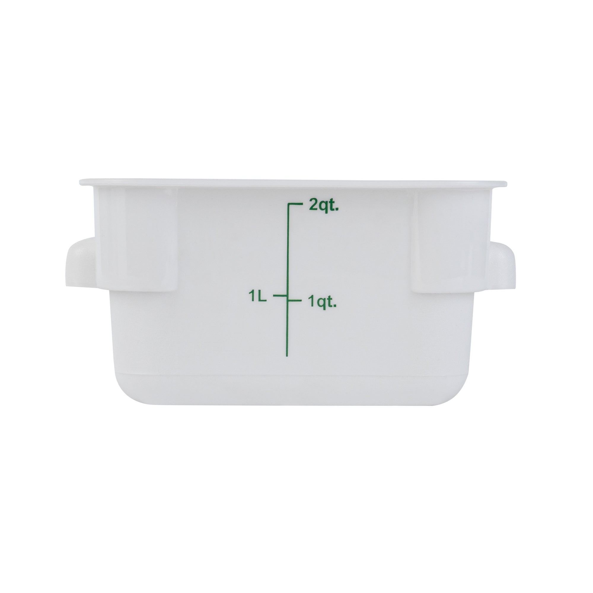 Met Lux 2 qt Square White Plastic Food Storage Container - with Green Volume Markers - 7" x 7" x 4" - 10 count box