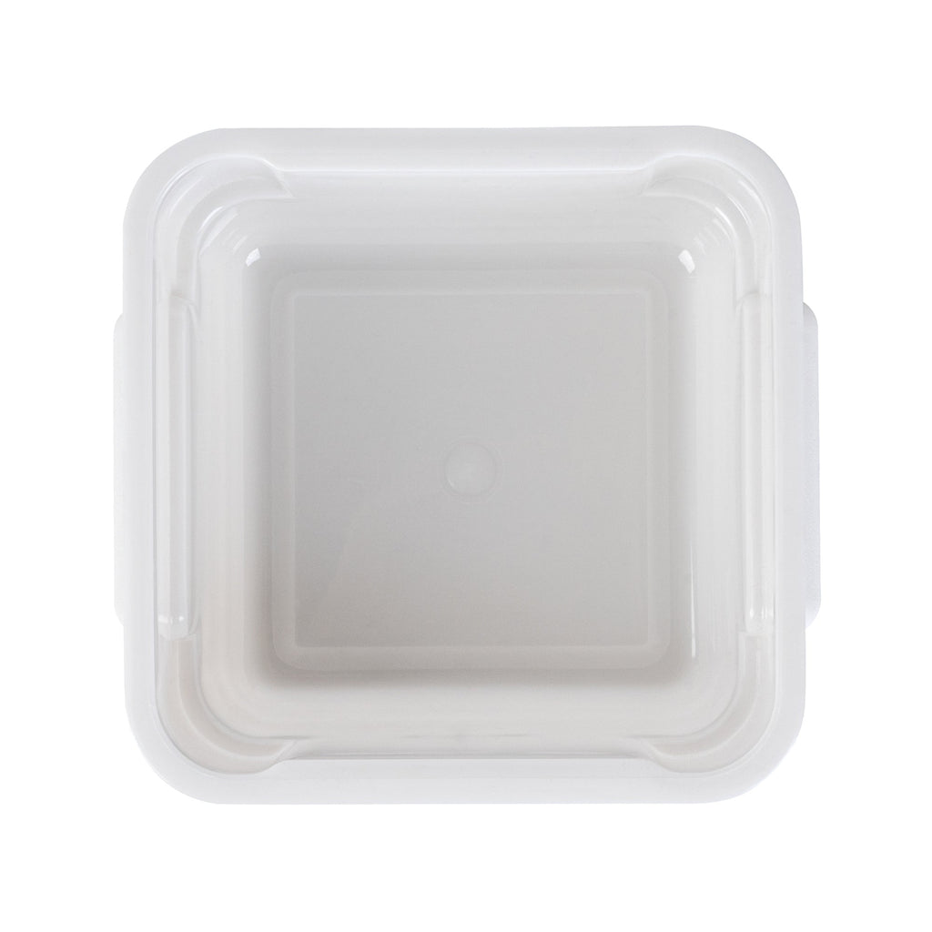 Met Lux 2 qt Square White Plastic Food Storage Container - with Green Volume Markers - 7" x 7" x 4" - 10 count box
