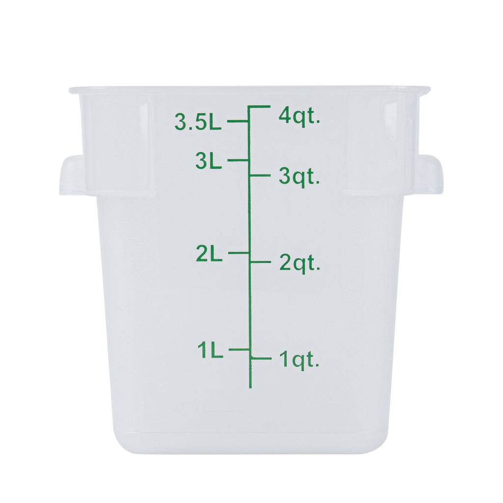 Met Lux 4 qt Square Translucent Plastic Food Storage Container - with Green Volume Markers - 7" x 7" x 7 1/2" - 1 count box