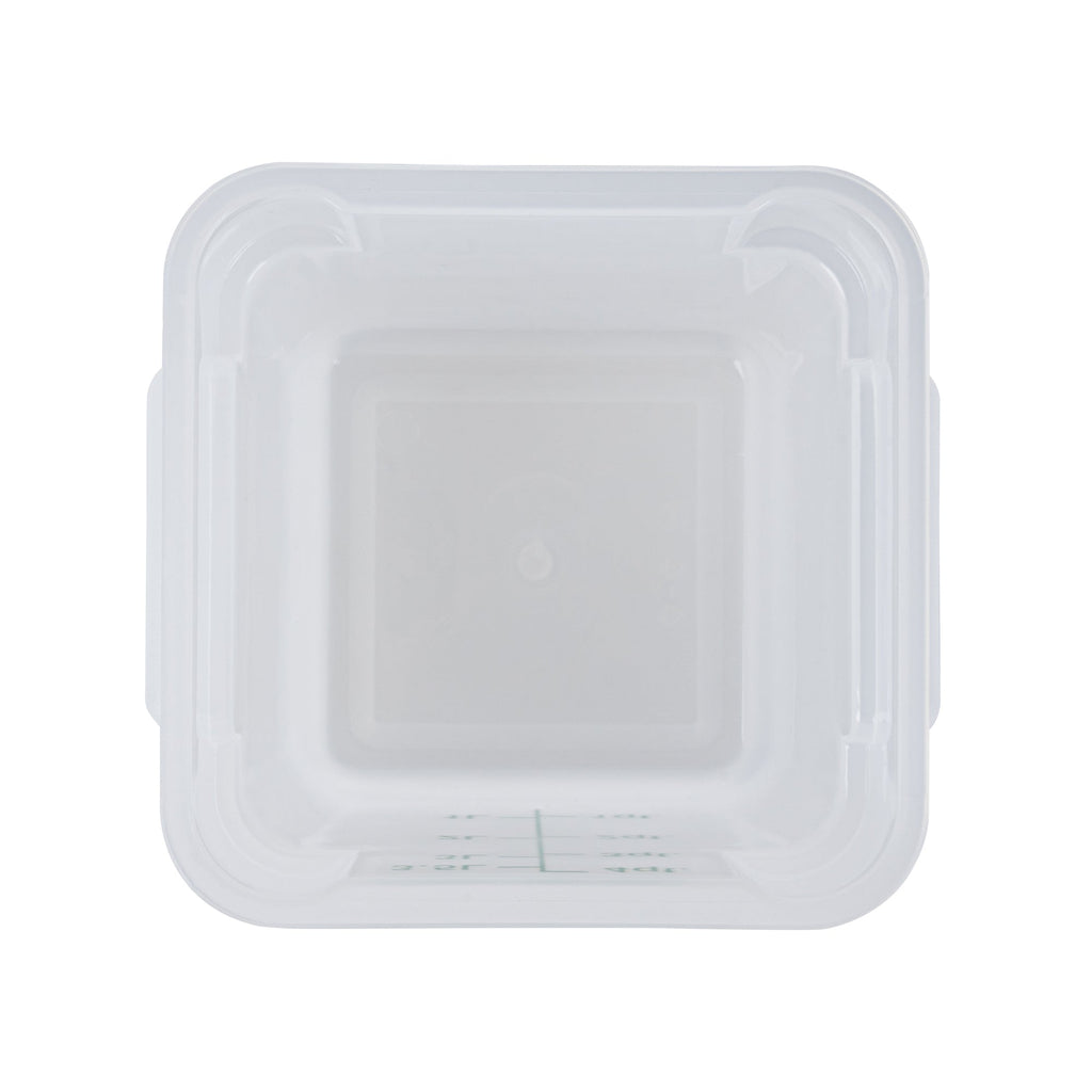 Met Lux 4 qt Square Translucent Plastic Food Storage Container - with Green Volume Markers - 7" x 7" x 7 1/2" - 1 count box