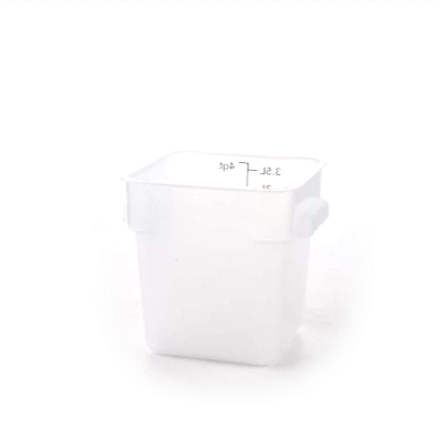 Met Lux 4 qt Square Translucent Plastic Food Storage Container - with Green Volume Markers - 7" x 7" x 7 1/2" - 10 count box