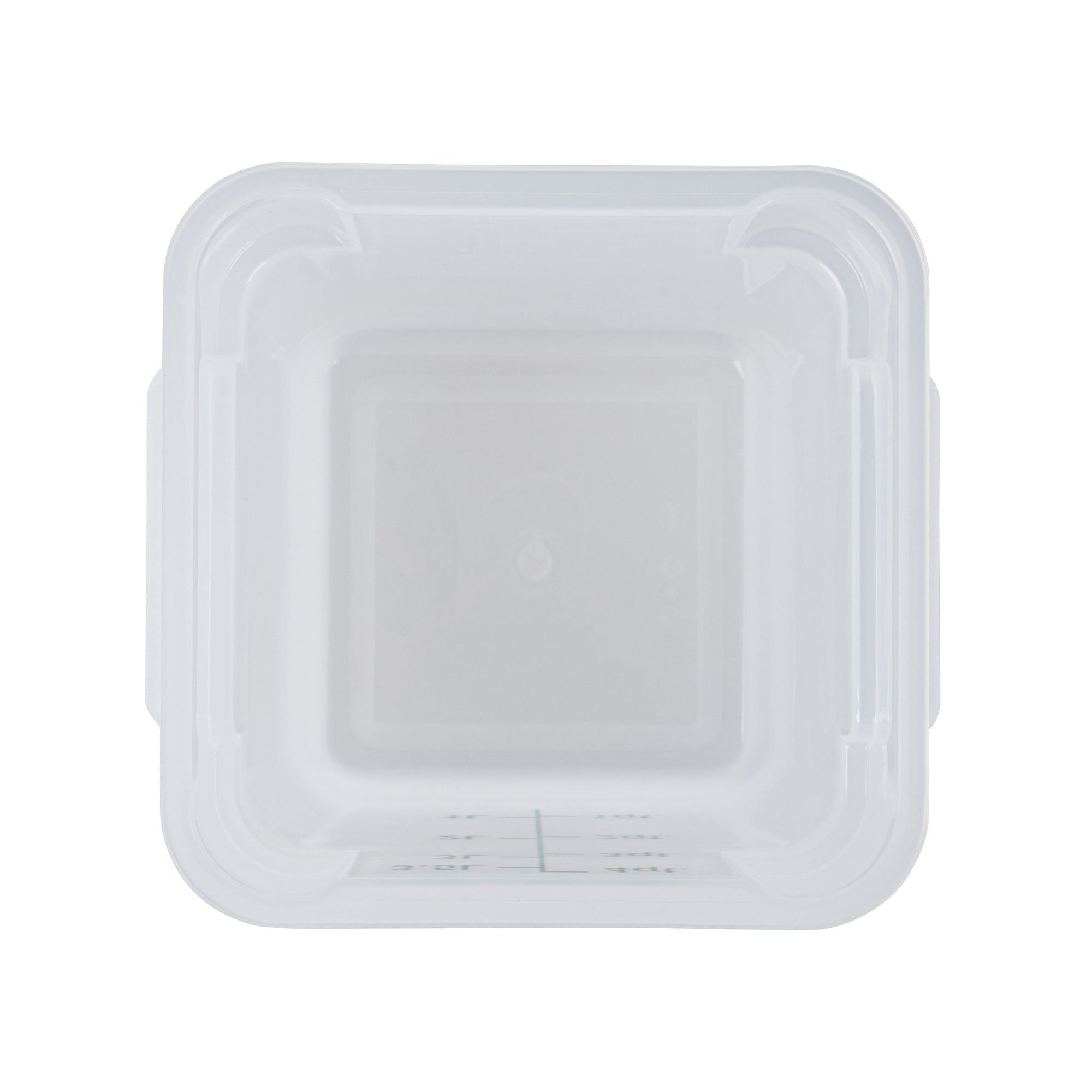 Met Lux 4 qt Square Translucent Plastic Food Storage Container - with Green Volume Markers - 7" x 7" x 7 1/2" - 10 count box