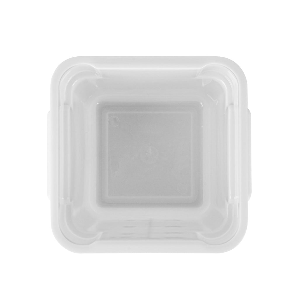 Met Lux 4 qt Square White Plastic Food Storage Container - with Green Volume Markers - 7" x 7" x 7 1/2" - 1 count box