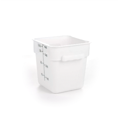 Met Lux 4 qt Square White Plastic Food Storage Container - with Green Volume Markers - 7" x 7" x 7 1/2" - 10 count box