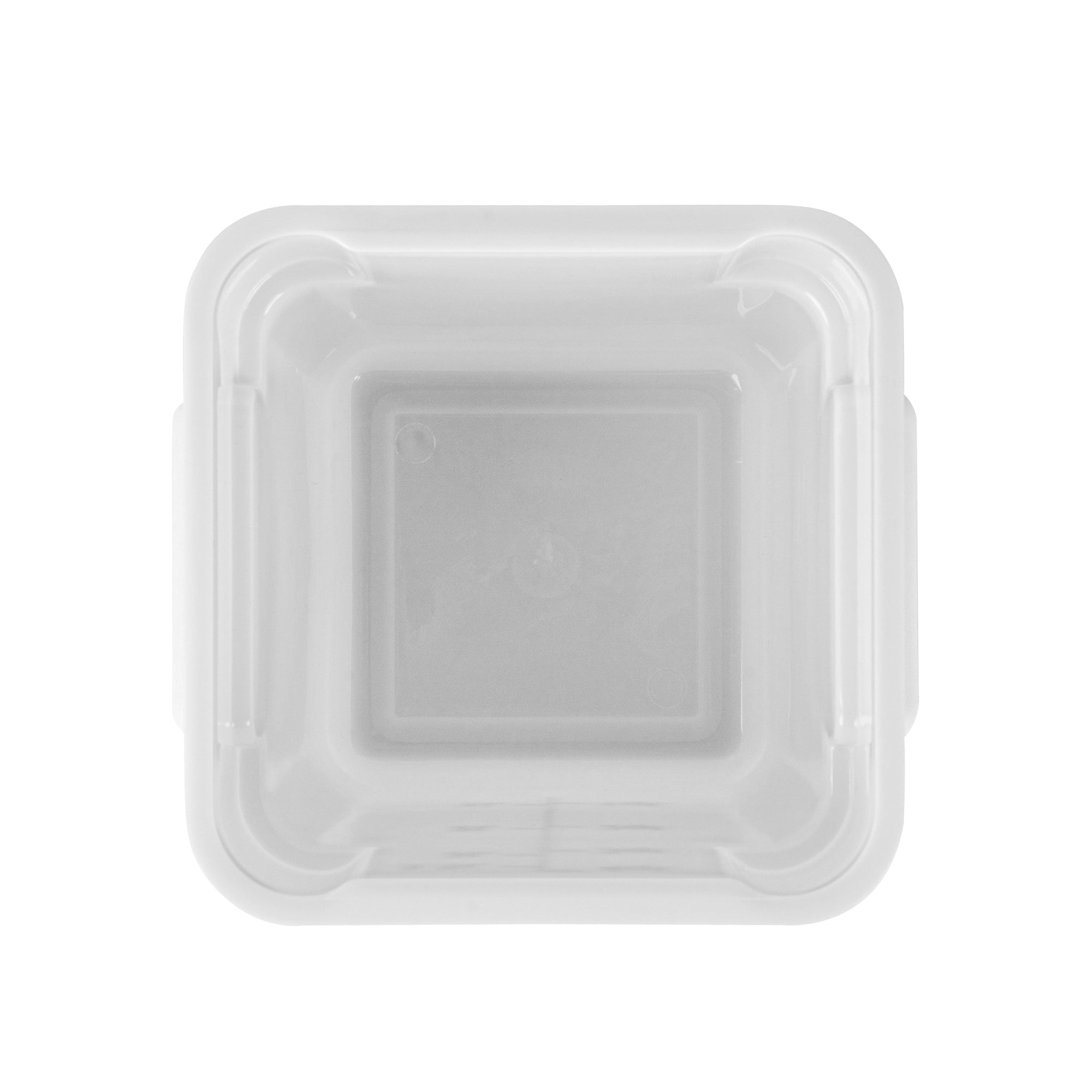 Met Lux 4 qt Square White Plastic Food Storage Container - with Green Volume Markers - 7" x 7" x 7 1/2" - 10 count box