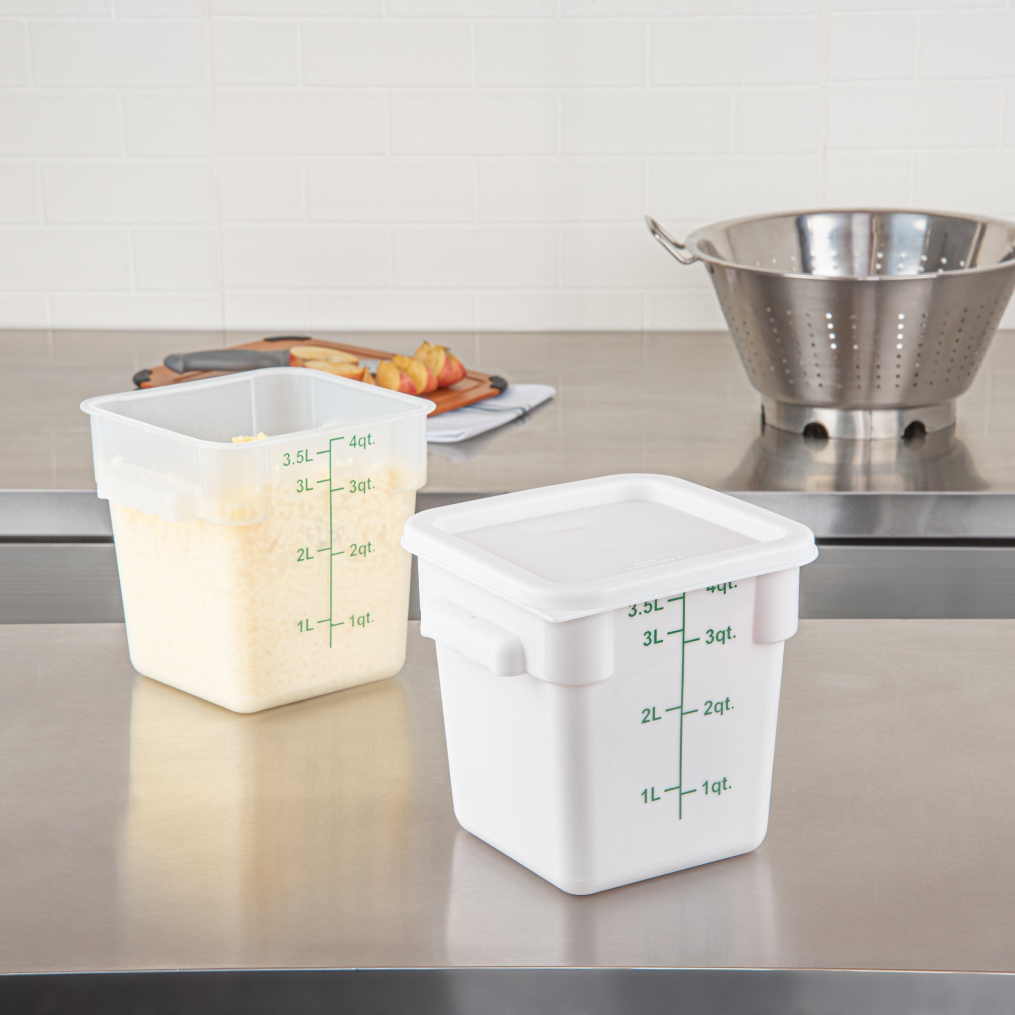 Met Lux Square White Plastic Food Storage Container Lid - Fits 2 and 4 qt - 10 count box