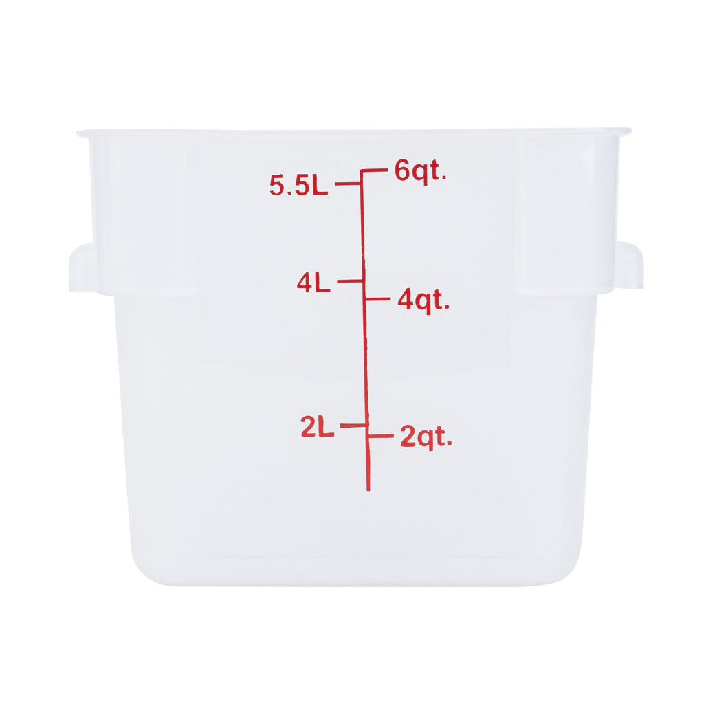 Met Lux 6 qt Square Translucent Plastic Food Storage Container - with Red Volume Markers - 9" x 9" x 7 1/2" - 1 count box