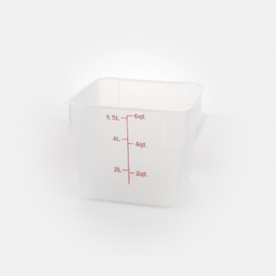 Met Lux 6 qt Square Translucent Plastic Food Storage Container - with Red Volume Markers - 9" x 9" x 7 1/2" - 10 count box