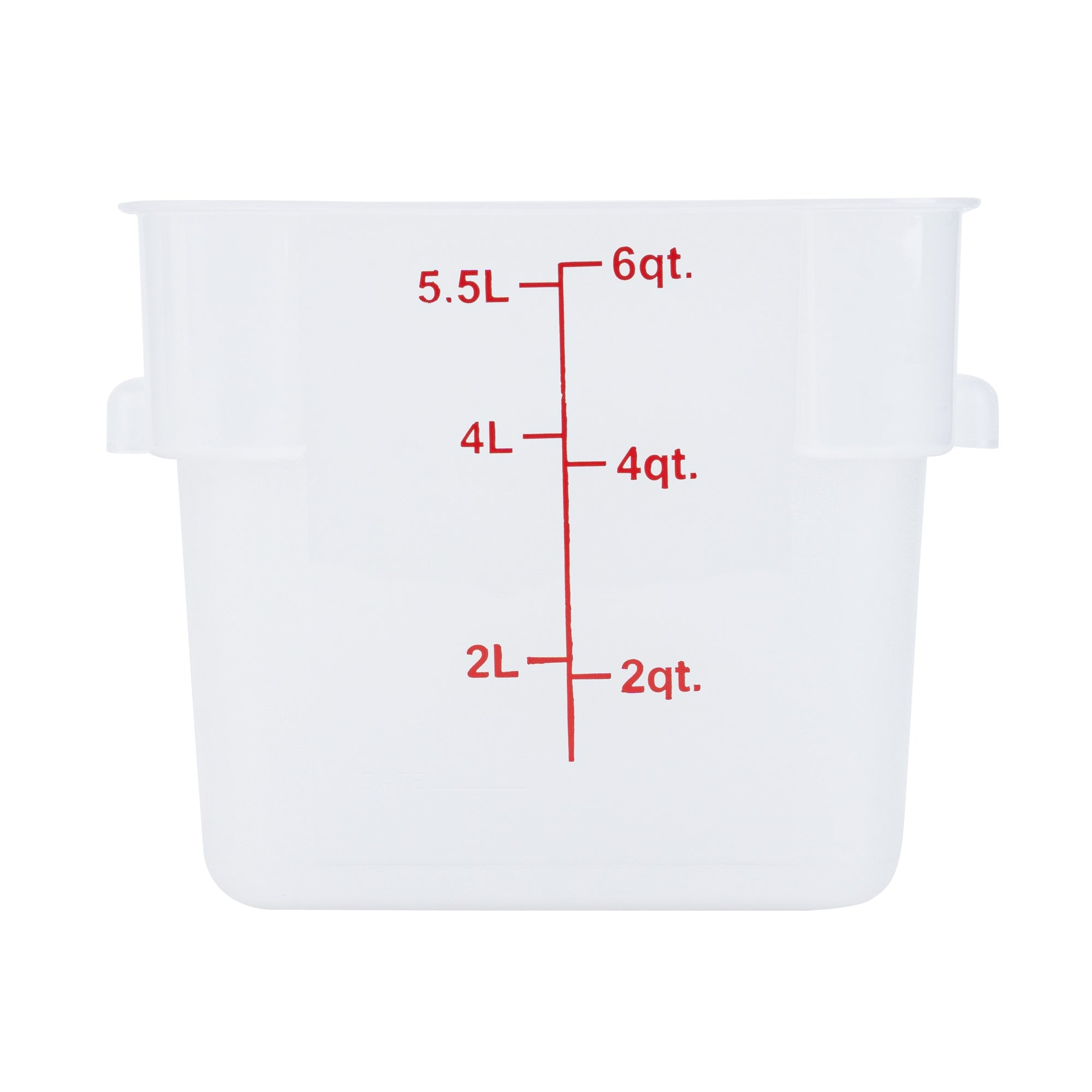 Met Lux 6 qt Square Translucent Plastic Food Storage Container - with Red Volume Markers - 9" x 9" x 7 1/2" - 10 count box