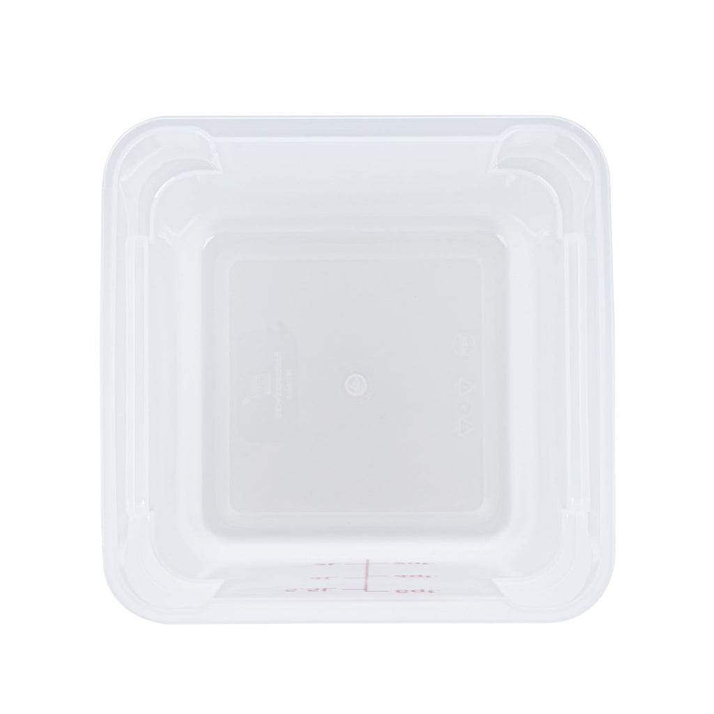 Met Lux 6 qt Square Translucent Plastic Food Storage Container - with Red Volume Markers - 9" x 9" x 7 1/2" - 10 count box
