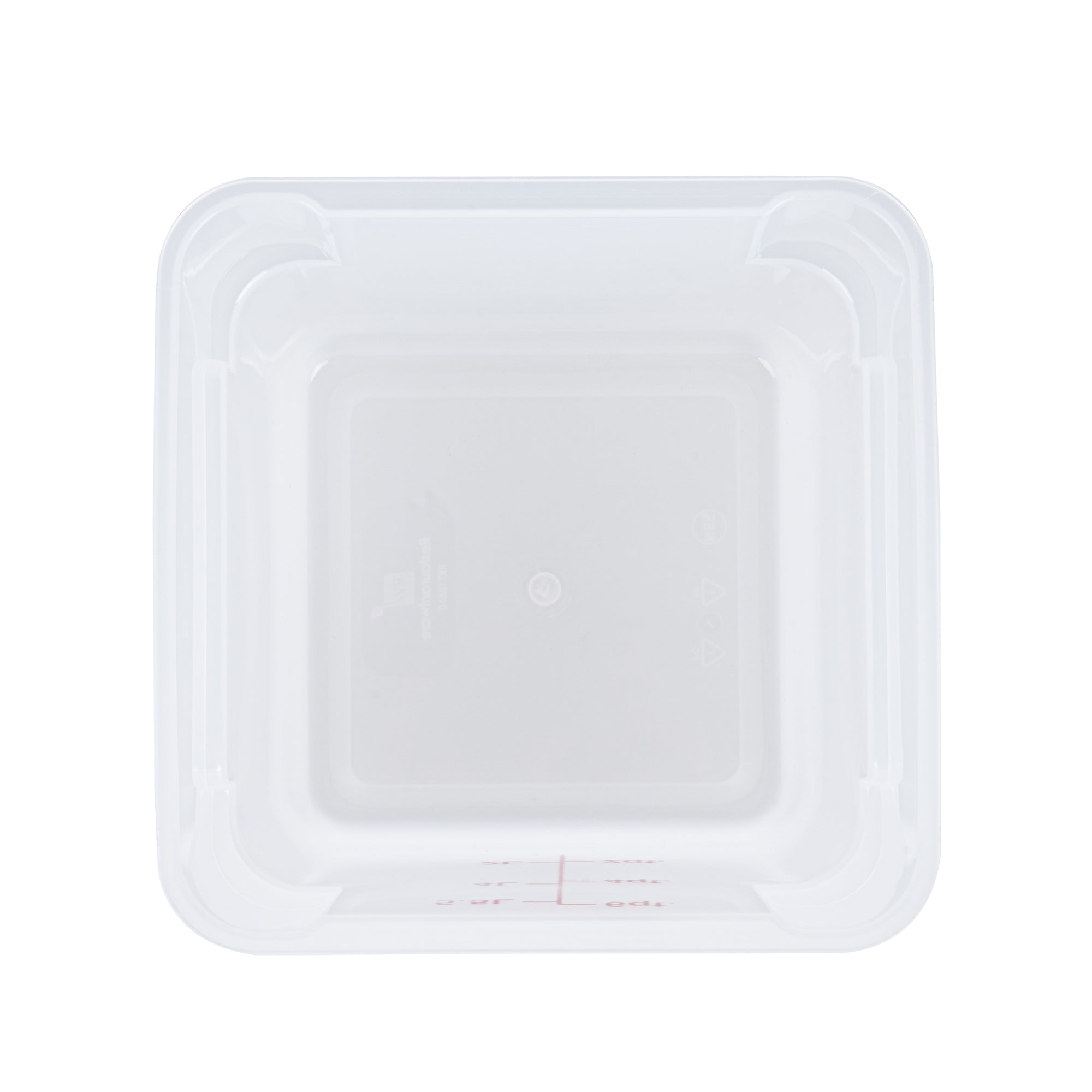 Met Lux 6 qt Square Translucent Plastic Food Storage Container - with Red Volume Markers - 9" x 9" x 7 1/2" - 10 count box