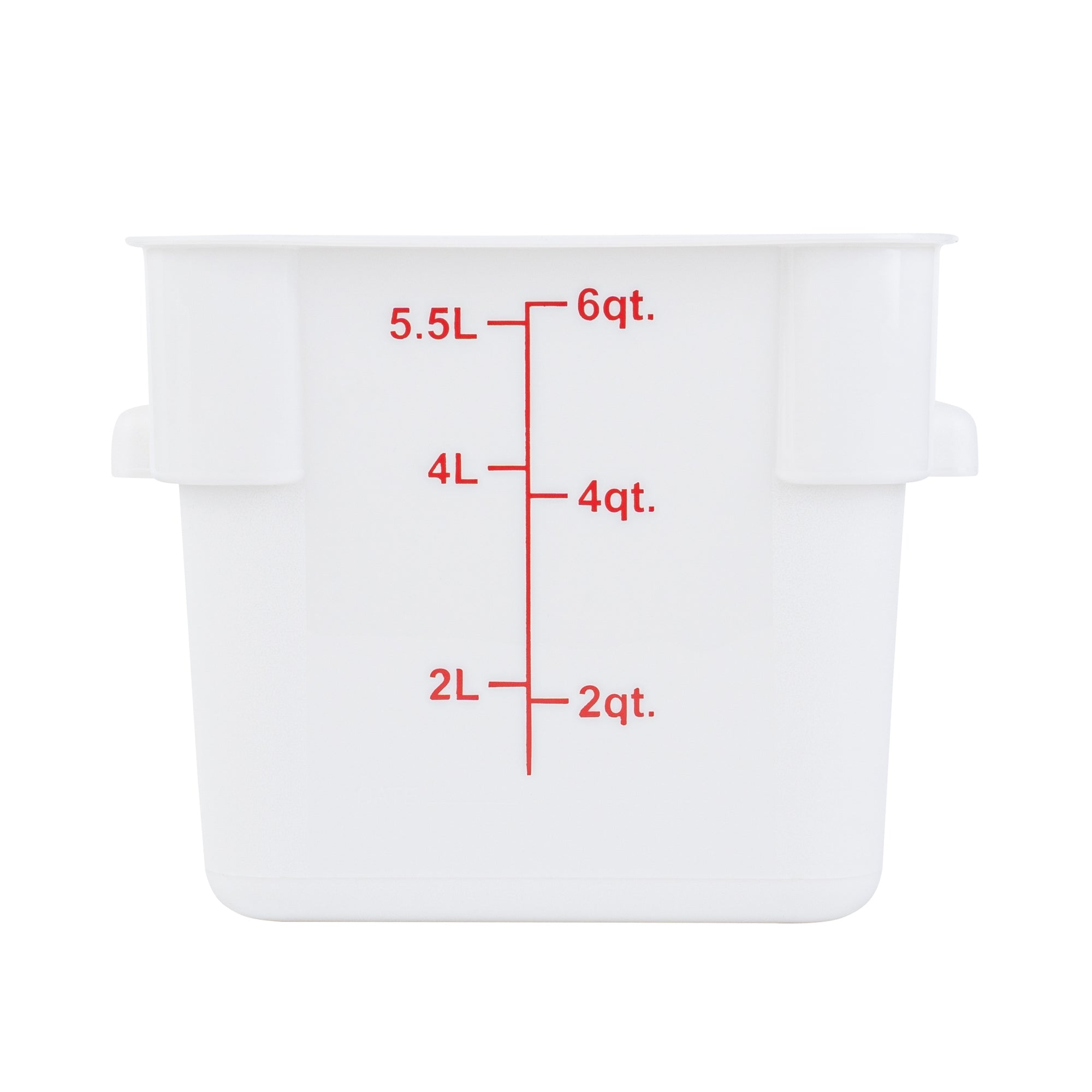 Met Lux 6 qt Square White Plastic Food Storage Container - with Red Volume Markers - 9" x 9" x 7 1/2" - 10 count box