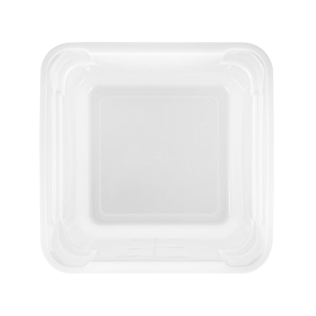 Met Lux 6 qt Square White Plastic Food Storage Container - with Red Volume Markers - 9" x 9" x 7 1/2" - 10 count box