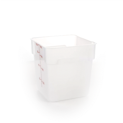 Met Lux 8 qt Square Translucent Plastic Food Storage Container - with Red Volume Markers - 8 3/4" x 8 3/4" x 8 1/2" - 1 count box