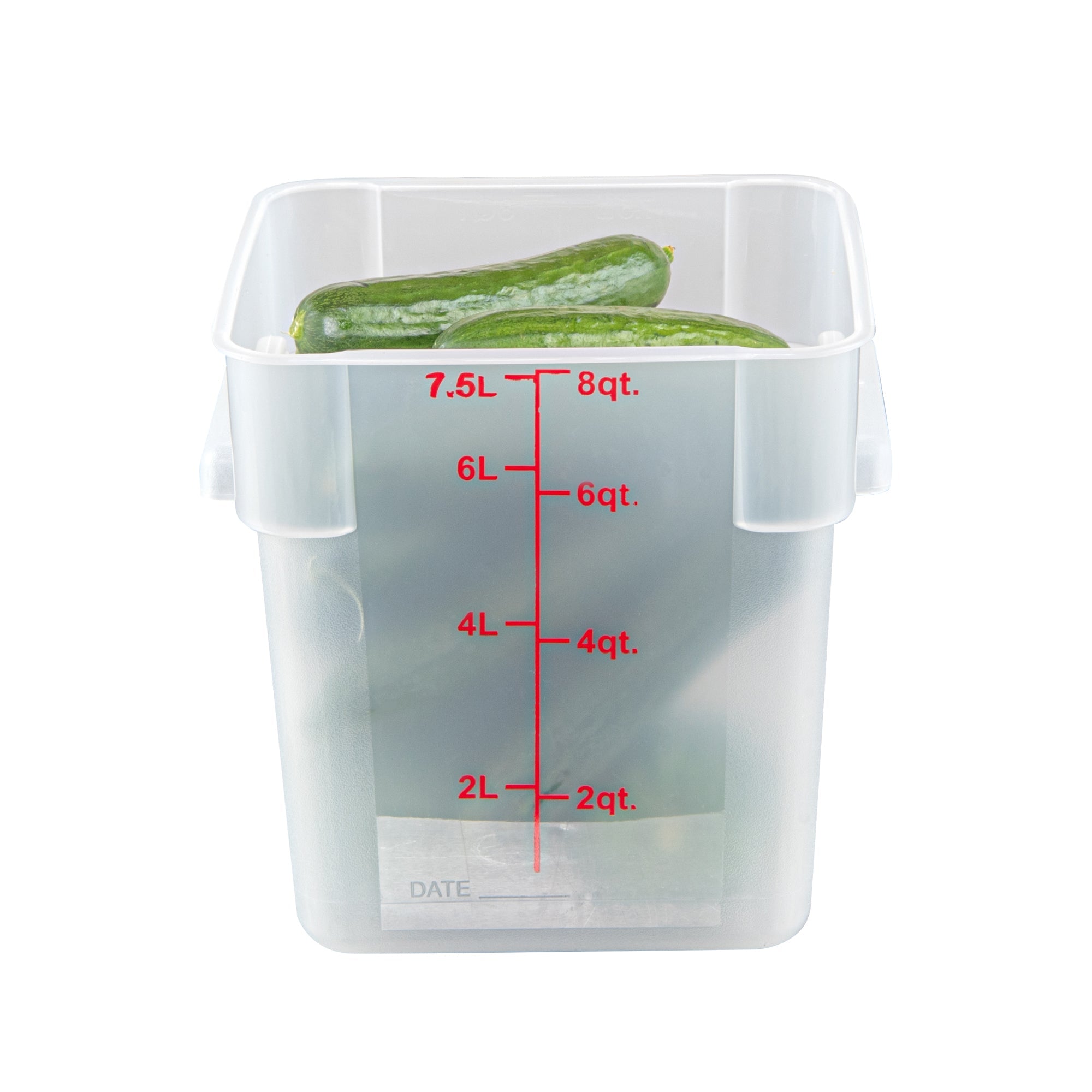 Met Lux 8 qt Square Translucent Plastic Food Storage Container - with Red Volume Markers - 8 3/4" x 8 3/4" x 8 1/2" - 10 count box