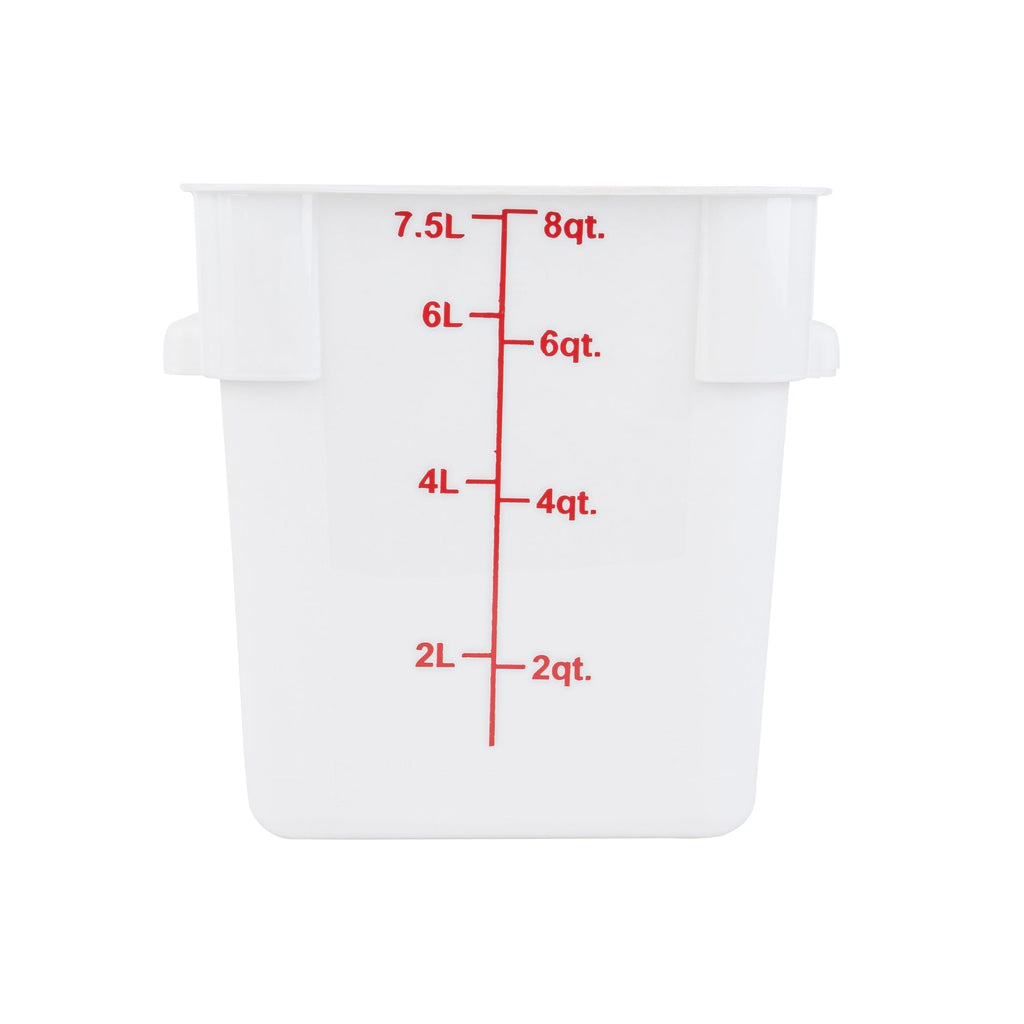 Met Lux 8 qt Square White Plastic Food Storage Container - with Red Volume Markers - 8 3/4" x 8 3/4" x 8 1/2" - 10 count box