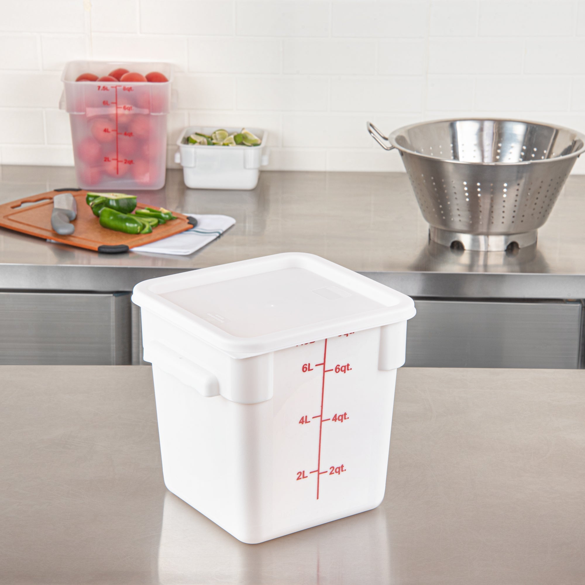 Met Lux Square White Plastic Food Storage Container Lid - Fits 6 and 8 qt - 10 count box