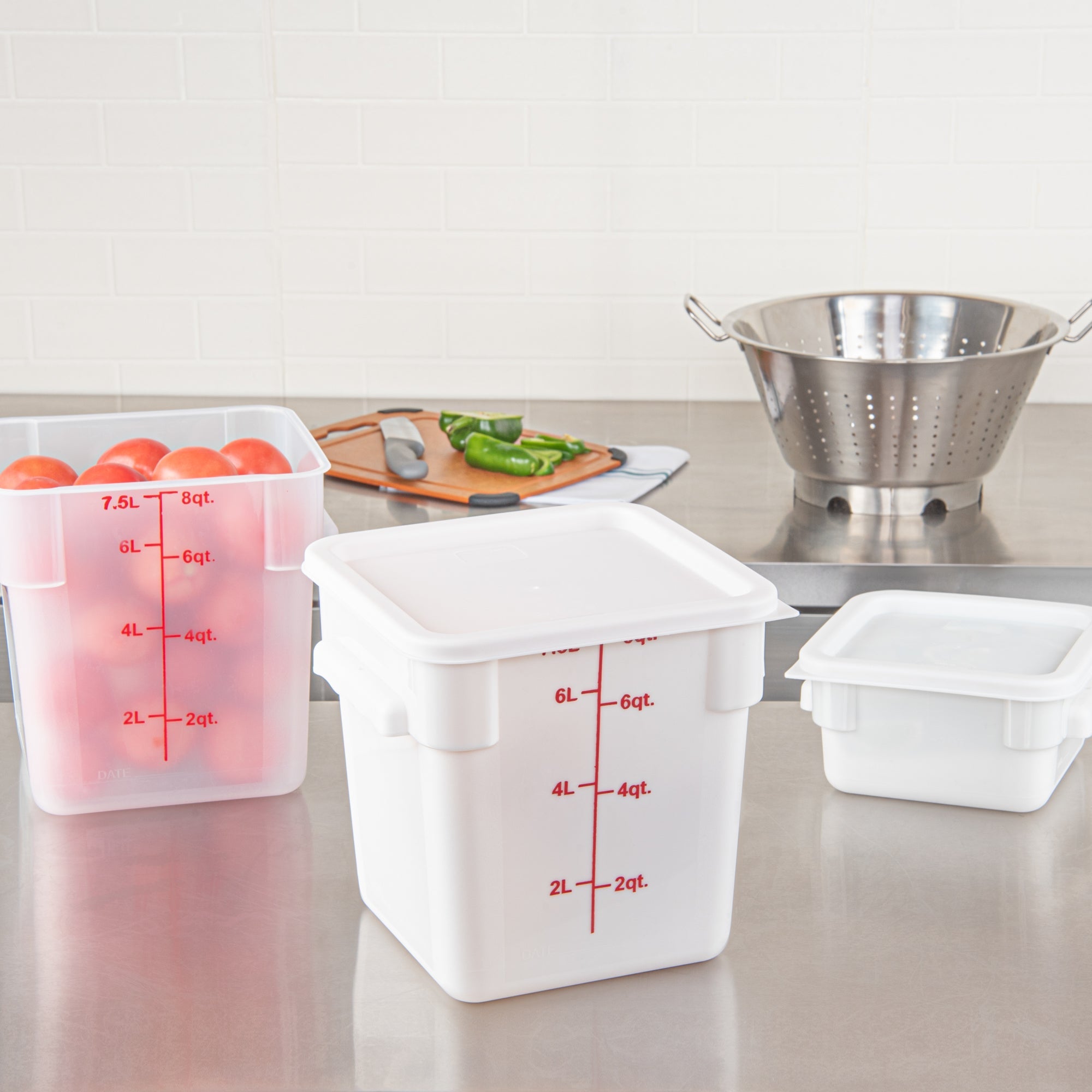 Met Lux Square White Plastic Food Storage Container Lid - Fits 6 and 8 qt - 10 count box