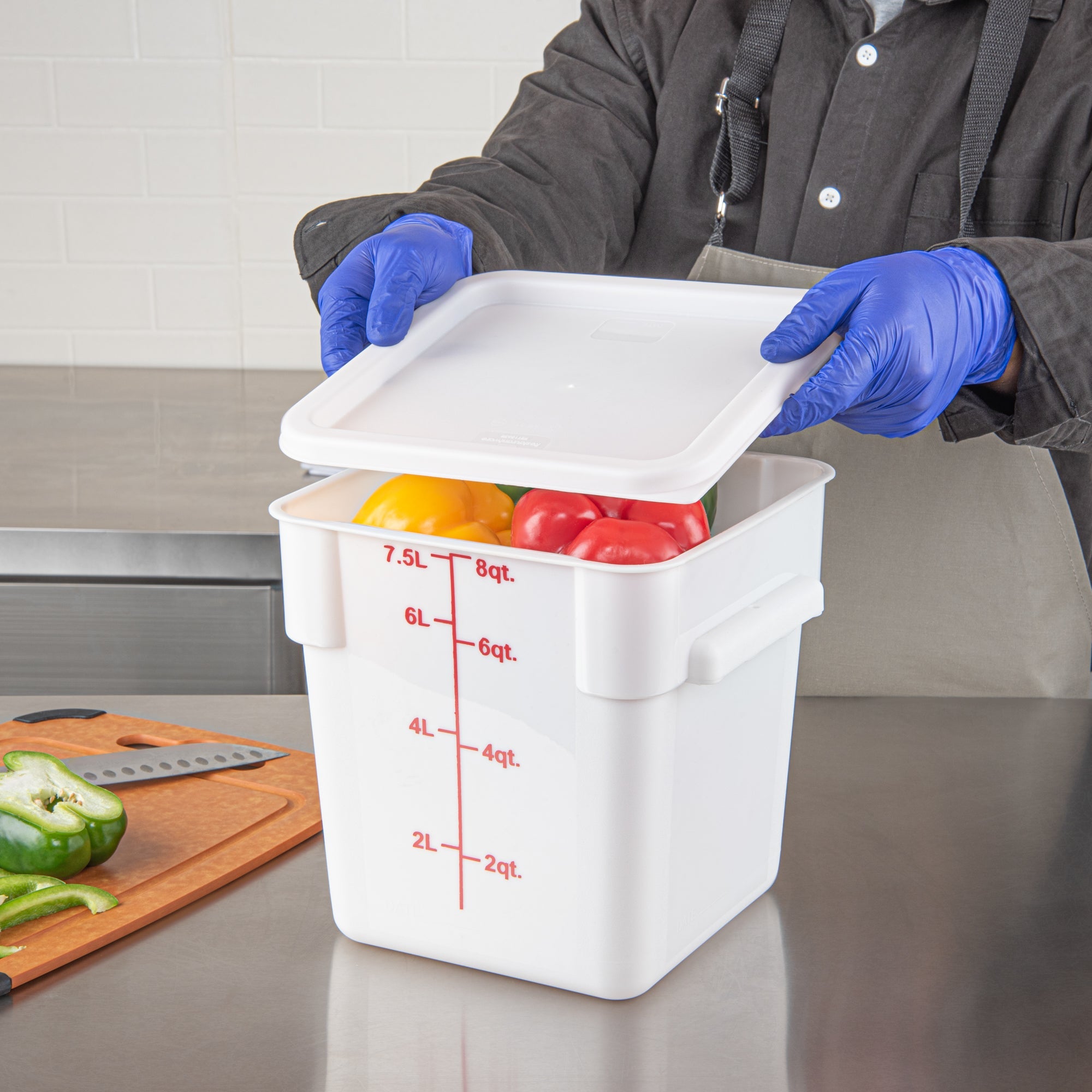Met Lux Square White Plastic Food Storage Container Lid - Fits 6 and 8 qt - 10 count box