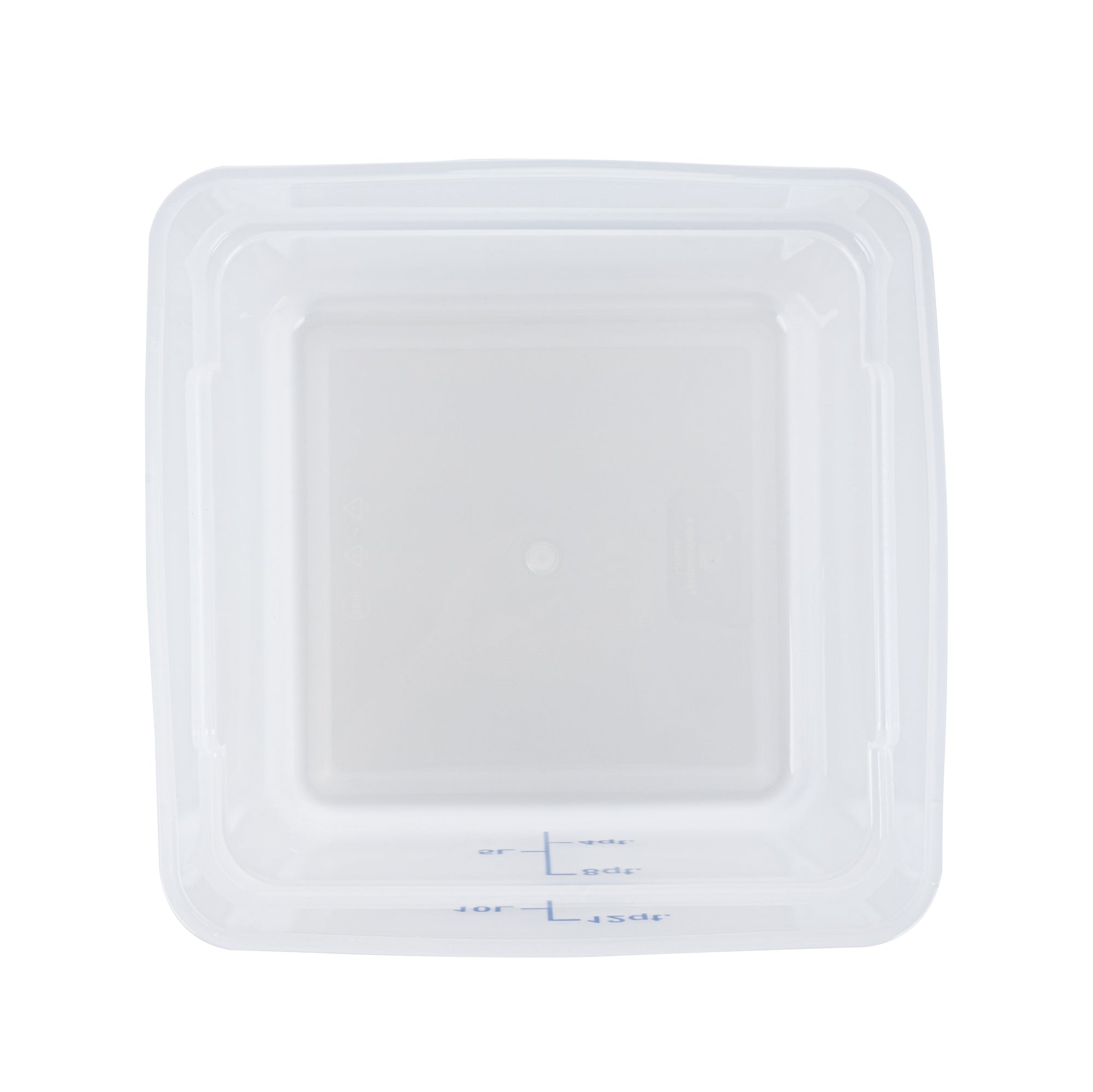 Met Lux 12 qt Square Translucent Plastic Food Storage Container - with Blue Volume Markers - 11" x 11" x 8" - 10 count box