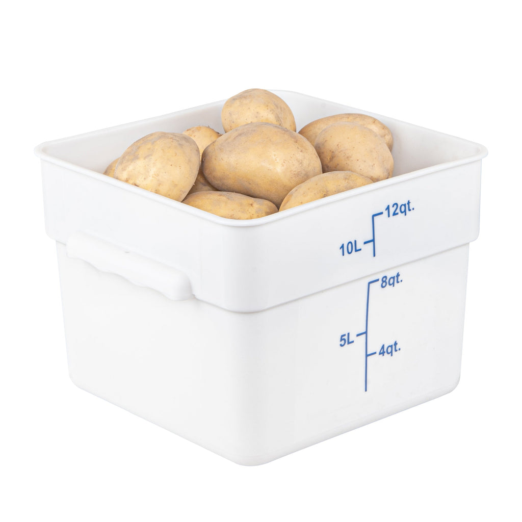 Met Lux 12 qt Square White Plastic Food Storage Container - with Blue Volume Markers - 11" x 11" x 8" - 1 count box