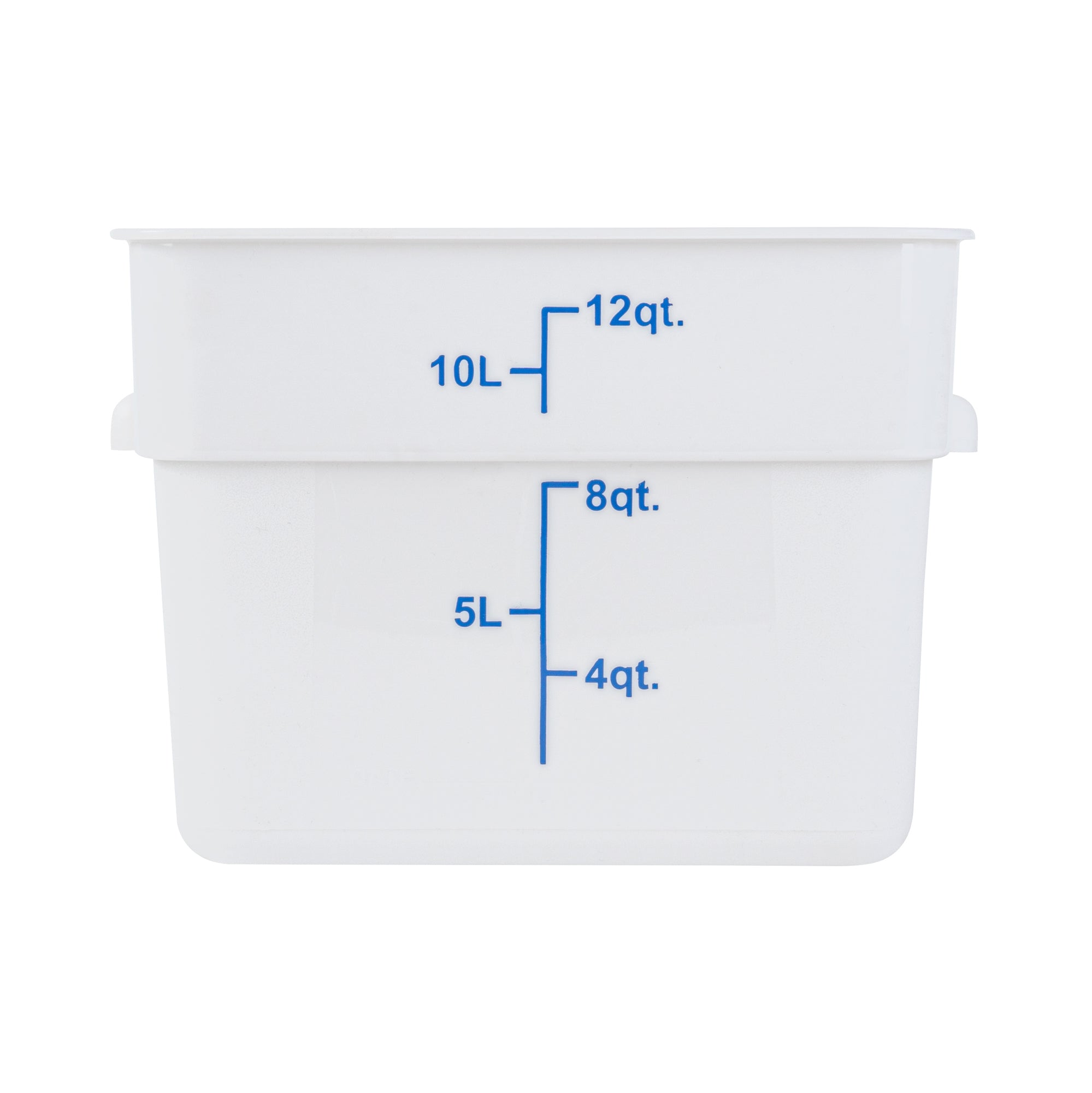 Met Lux 12 qt Square White Plastic Food Storage Container - with Blue Volume Markers - 11" x 11" x 8" - 1 count box