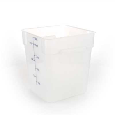 Met Lux 18 qt Square Translucent Plastic Food Storage Container - with Blue Volume Markers - 11" x 11" x 12 1/2" - 10 count box