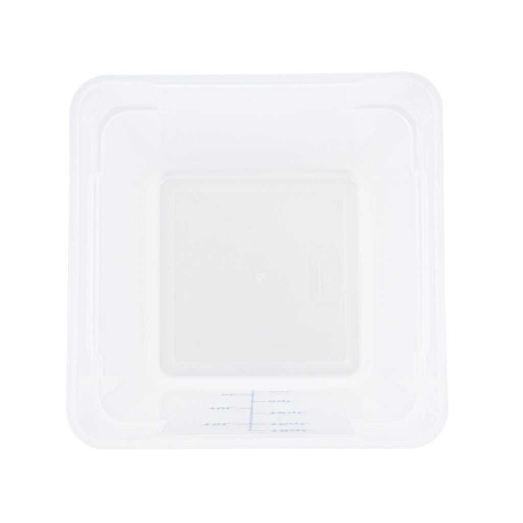 Met Lux 18 qt Square Translucent Plastic Food Storage Container - with Blue Volume Markers - 11" x 11" x 12 1/2" - 10 count box