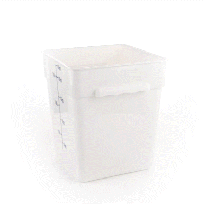 Met Lux 18 qt Square White Plastic Food Storage Container - with Blue Volume Markers - 11" x 11" x 12 1/2" - 1 count box
