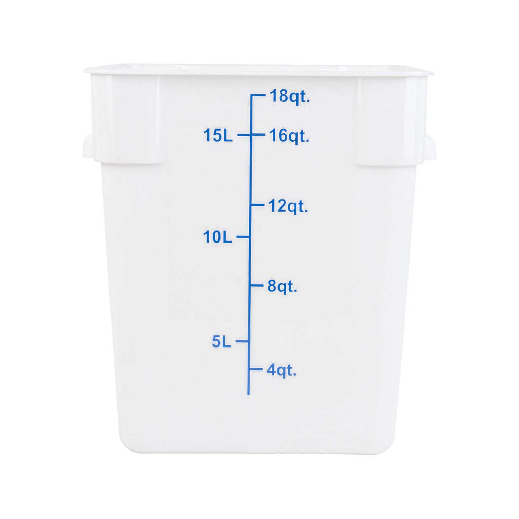 Met Lux 18 qt Square White Plastic Food Storage Container - with Blue Volume Markers - 11" x 11" x 12 1/2" - 1 count box