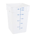 Met Lux 22 qt Square White Plastic Food Storage Container - with Blue Volume Markers - 11" x 11" x 15 1/2" - 10 count box