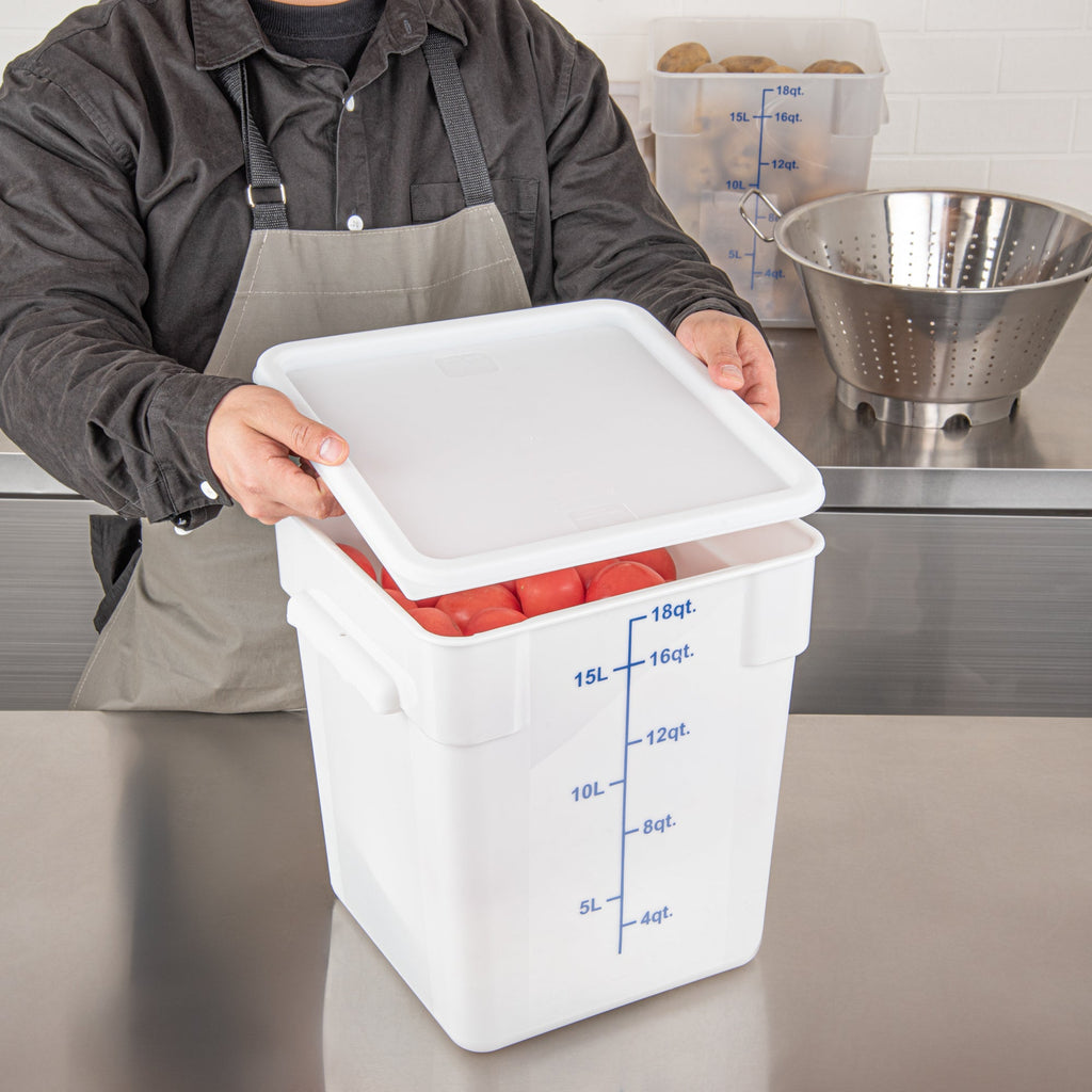 Met Lux Square White Plastic Food Storage Container Lid - Fits 12, 18 and 22 qt - 1 count box
