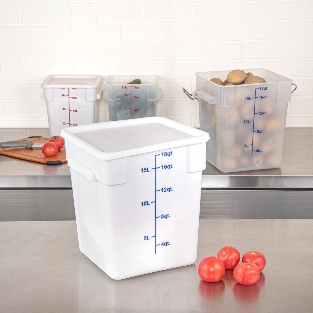 Met Lux Square White Plastic Food Storage Container Lid - Fits 12, 18 and 22 qt - 10 count box