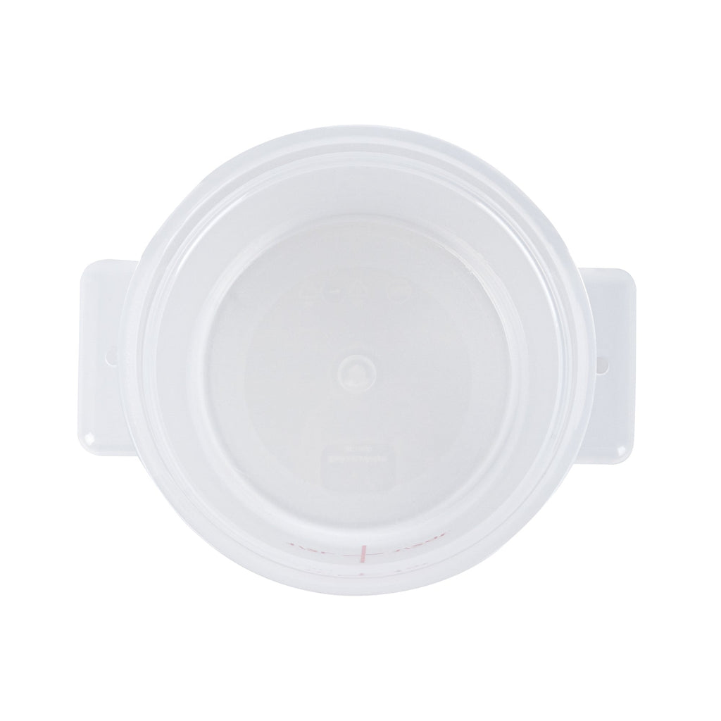 Met Lux 1 qt Round Translucent Plastic Food Storage Container - with Red Volume Markers - 5" x 5" x 5" - 1 count box