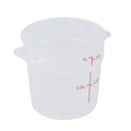 Met Lux 1 qt Round Translucent Plastic Food Storage Container - with Red Volume Markers - 5" x 5" x 5" - 10 count box