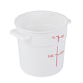 Met Lux 1 qt Round White Plastic Food Storage Container - with Red Volume Markers - 5" x 5" x 5" - 1 count box
