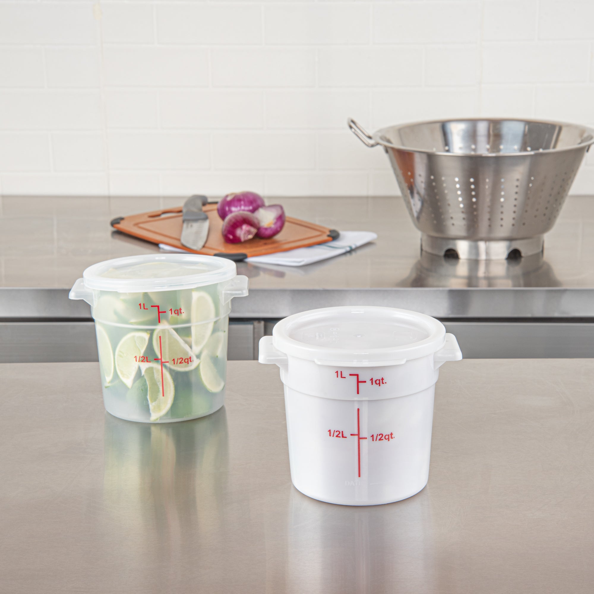 Met Lux Round White Plastic Food Storage Container Lid - Fits 1 qt - 10 count box