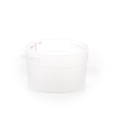 Met Lux 2 qt Round Translucent Plastic Food Storage Container - with Red Volume Markers - 7 1/4" x 7 1/4" x 4 1/4" - 1 count box