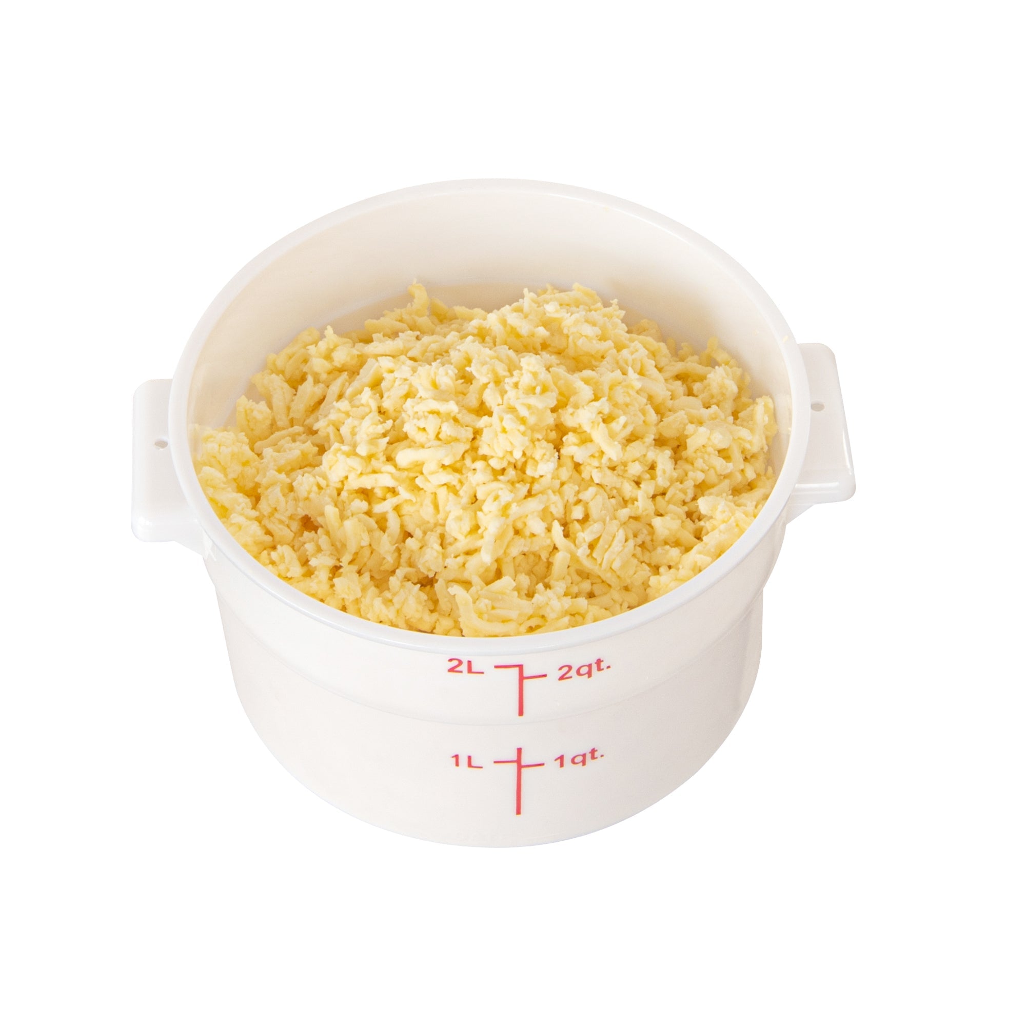 Met Lux 2 qt Round White Plastic Food Storage Container - with Red Volume Markers - 7 1/4" x 7 1/4" x 4 1/4" - 10 count box