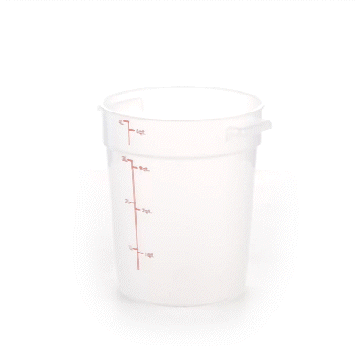 Met Lux 4 qt Round Translucent Plastic Food Storage Container - with Red Volume Markers - 7 1/4" x 7 1/4" x 8 1/2" - 1 count box