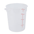 Met Lux 4 qt Round Translucent Plastic Food Storage Container - with Red Volume Markers - 7 1/4" x 7 1/4" x 8 1/2" - 10 count box