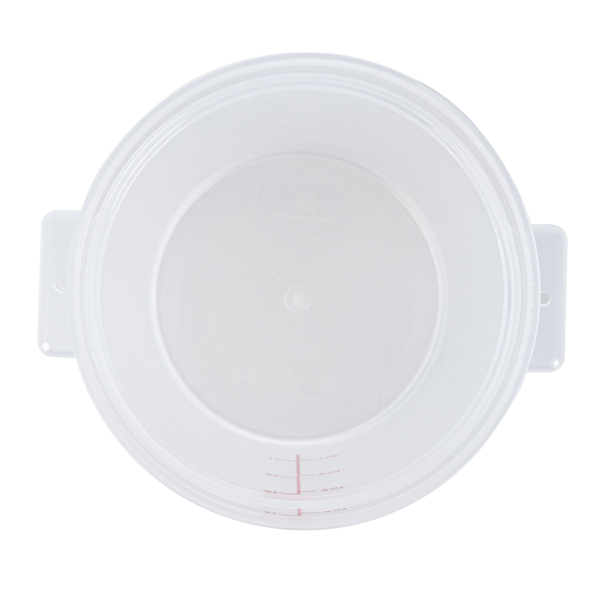 Met Lux 4 qt Round Translucent Plastic Food Storage Container - with Red Volume Markers - 7 1/4" x 7 1/4" x 8 1/2" - 10 count box