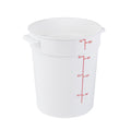Met Lux 4 qt Round White Plastic Food Storage Container - with Red Volume Markers - 7 1/4" x 7 1/4" x 8 1/2" - 10 count box