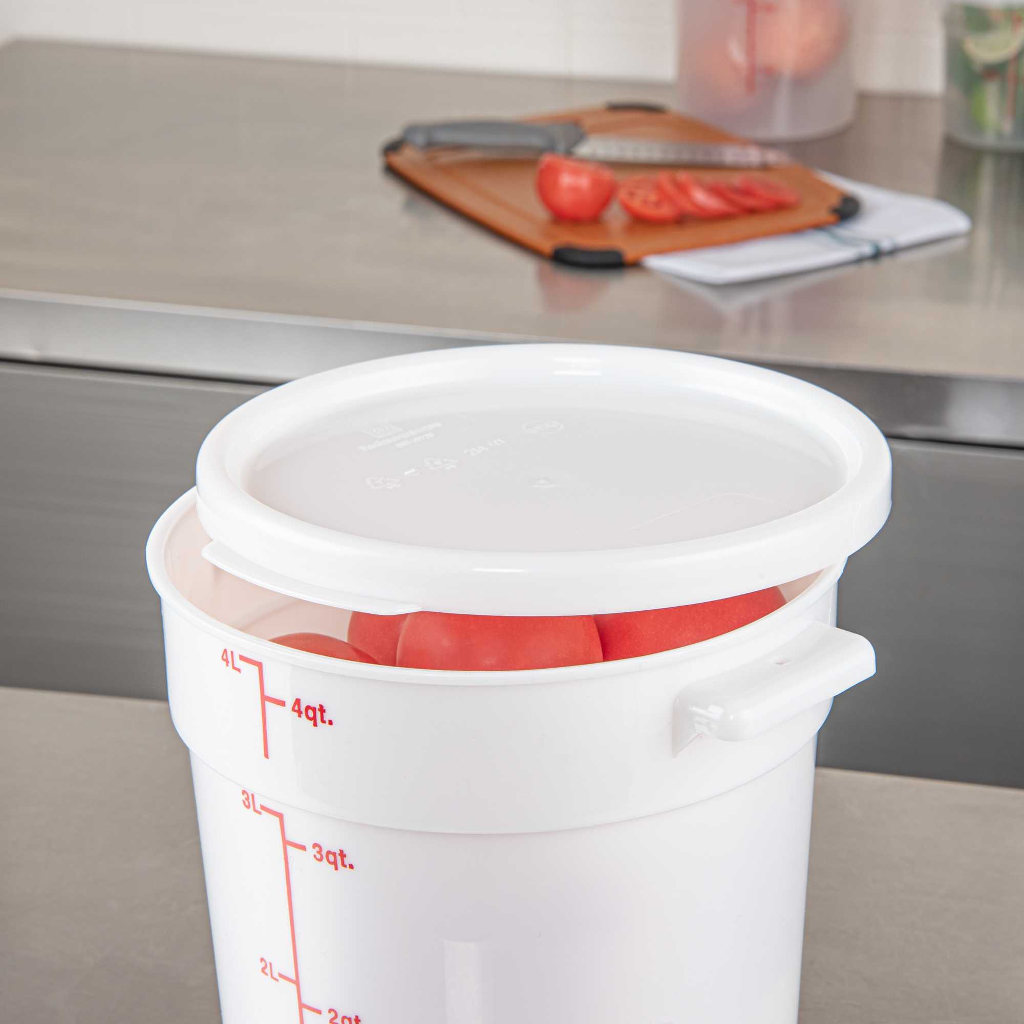 Met Lux Round White Plastic Food Storage Container Lid - Fits 2 and 4 qt - 1 count box