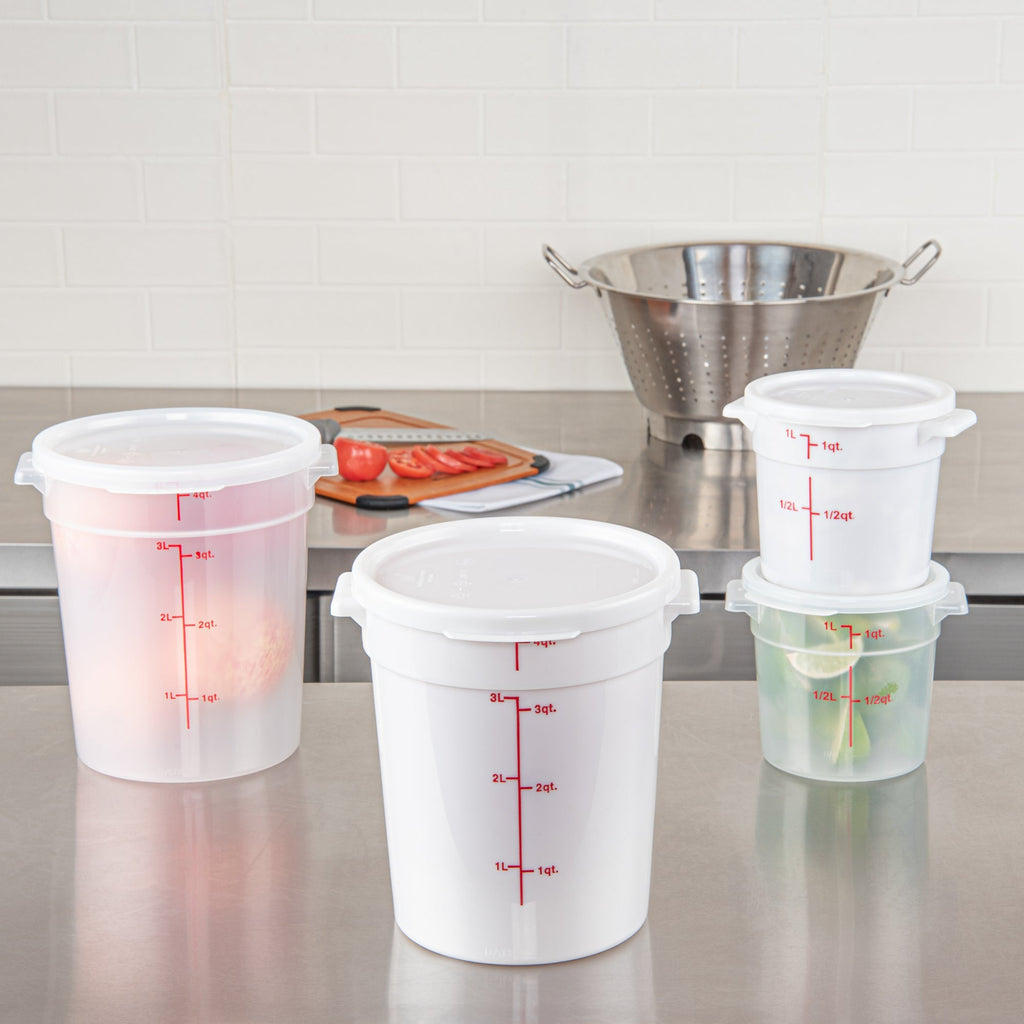 Met Lux Round White Plastic Food Storage Container Lid - Fits 2 and 4 qt - 10 count box