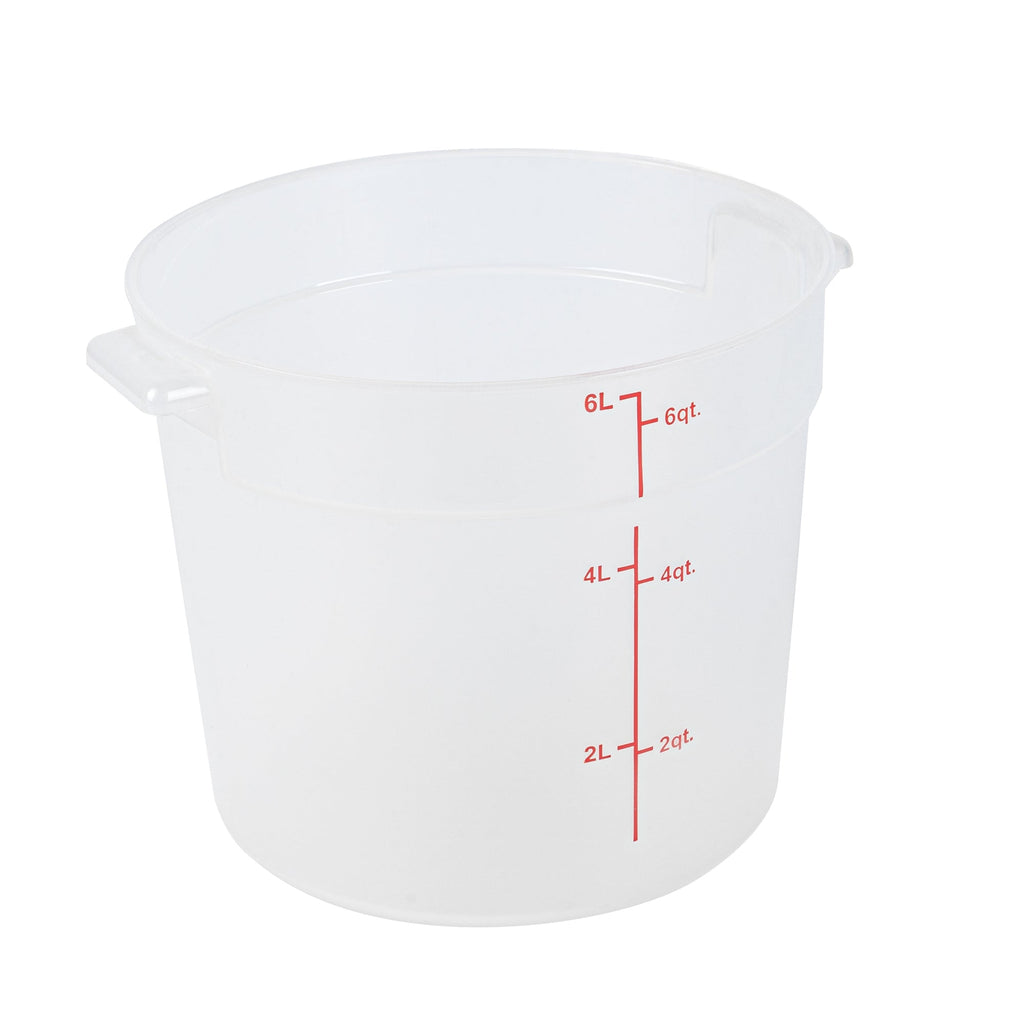 Met Lux 6 qt Round Translucent Plastic Food Storage Container - with Red Volume Markers - 8 3/4" x 8 3/4" x 7 3/4" - 1 count box