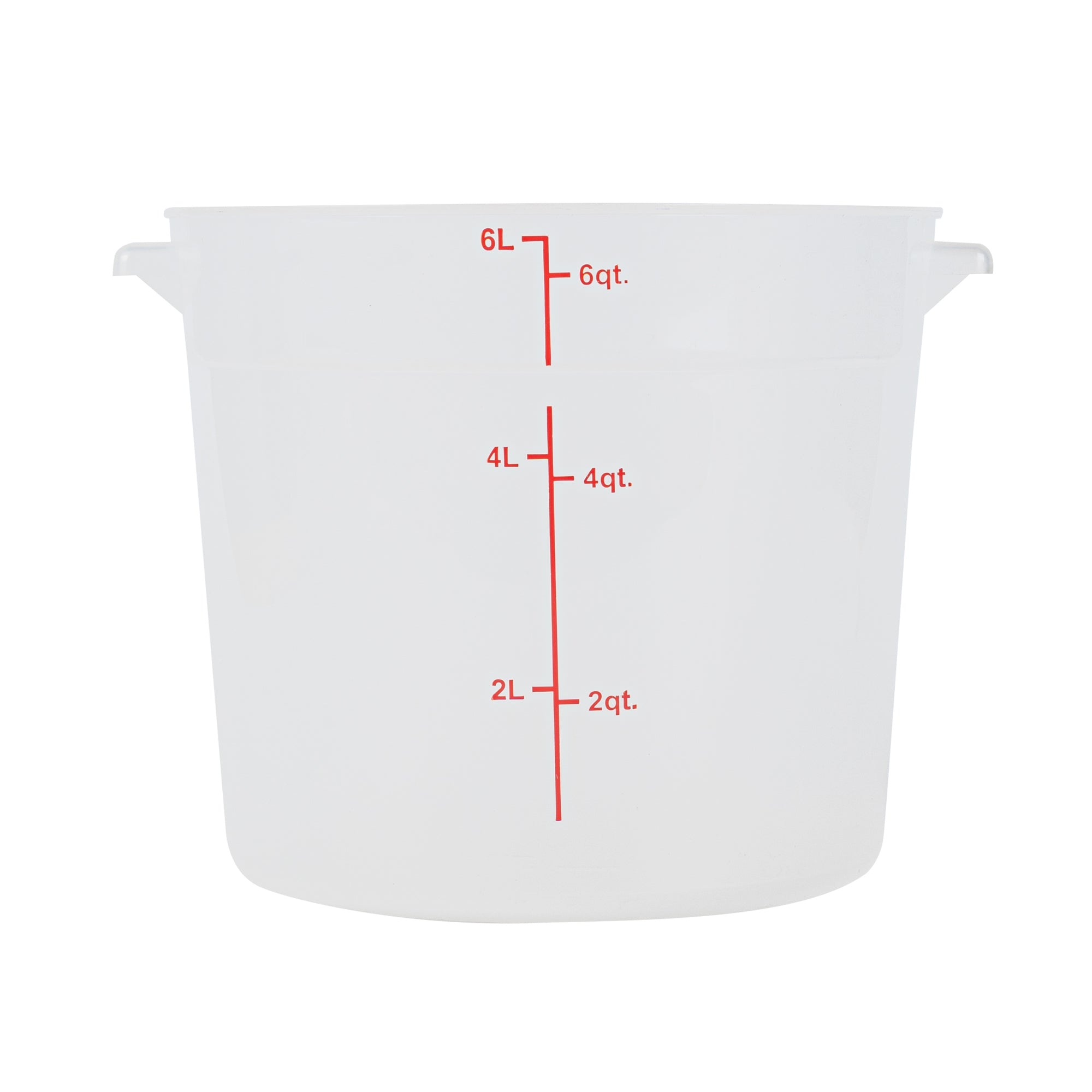 Met Lux 6 qt Round Translucent Plastic Food Storage Container - with Red Volume Markers - 8 3/4" x 8 3/4" x 7 3/4" - 1 count box